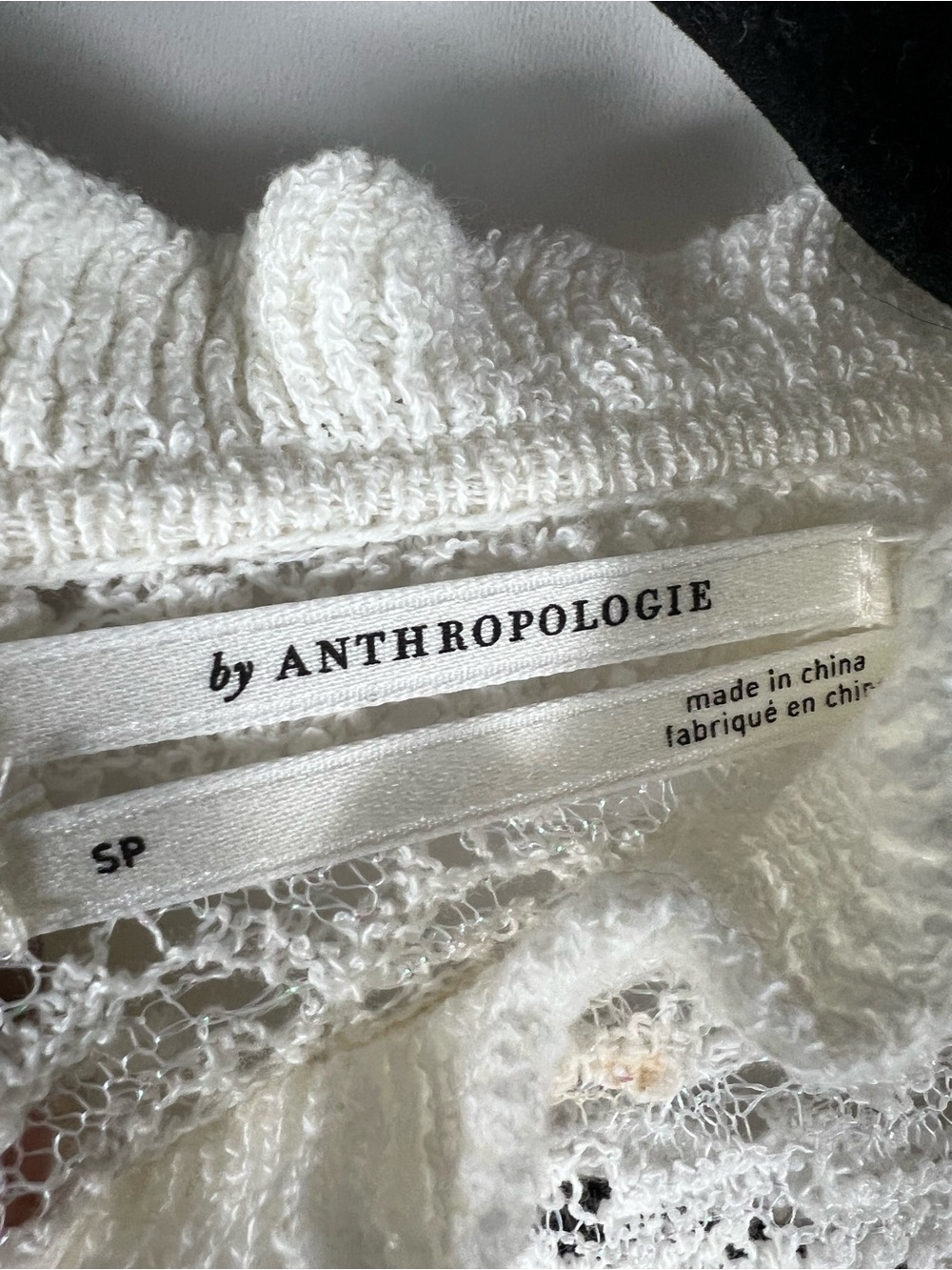 Anthropologie Lace Sweater Tee with Ruffle Sleeves Sz Small Petite - Picture 12 of 13